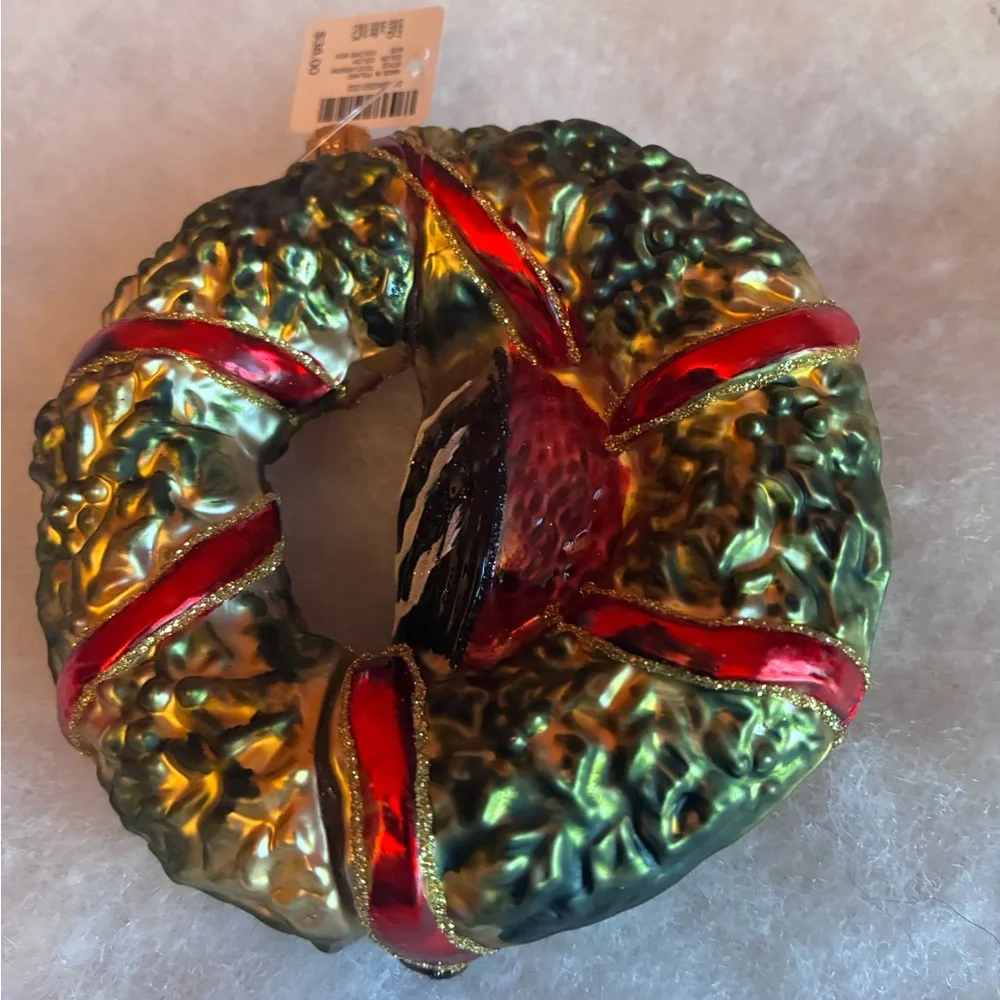 Southern Living NIB Festive Bird Mouth Blown Glass Ornaments, Set of 2